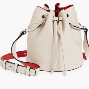 NWT Christian Louboutin ‘BY MY SIDE’ calfskin bucket bag in leche
